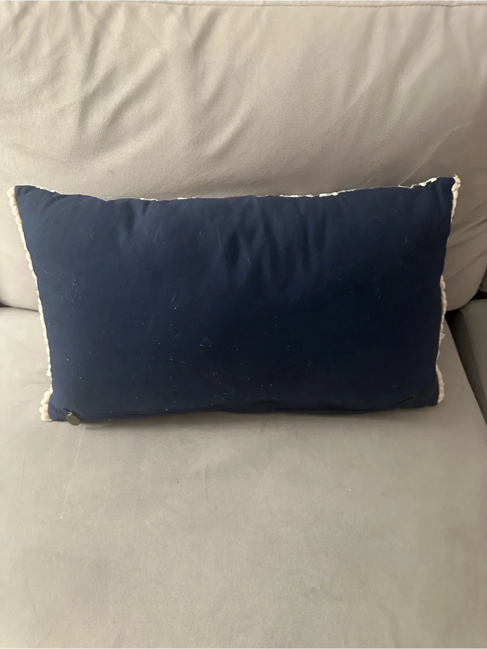Pier 1 Navy and Cream Embroidered Lumbar Pillow